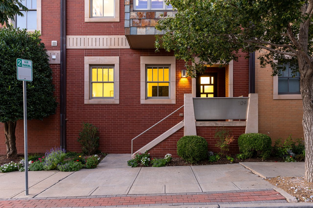 Front door shot of high-end brownstone located in Maywood located in Deep Deuce Oklahoma City