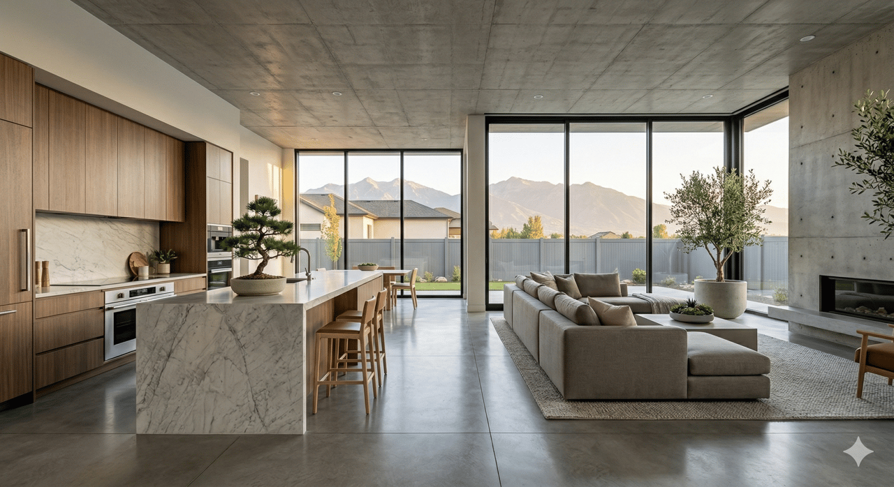 Open concept living room and kitchen