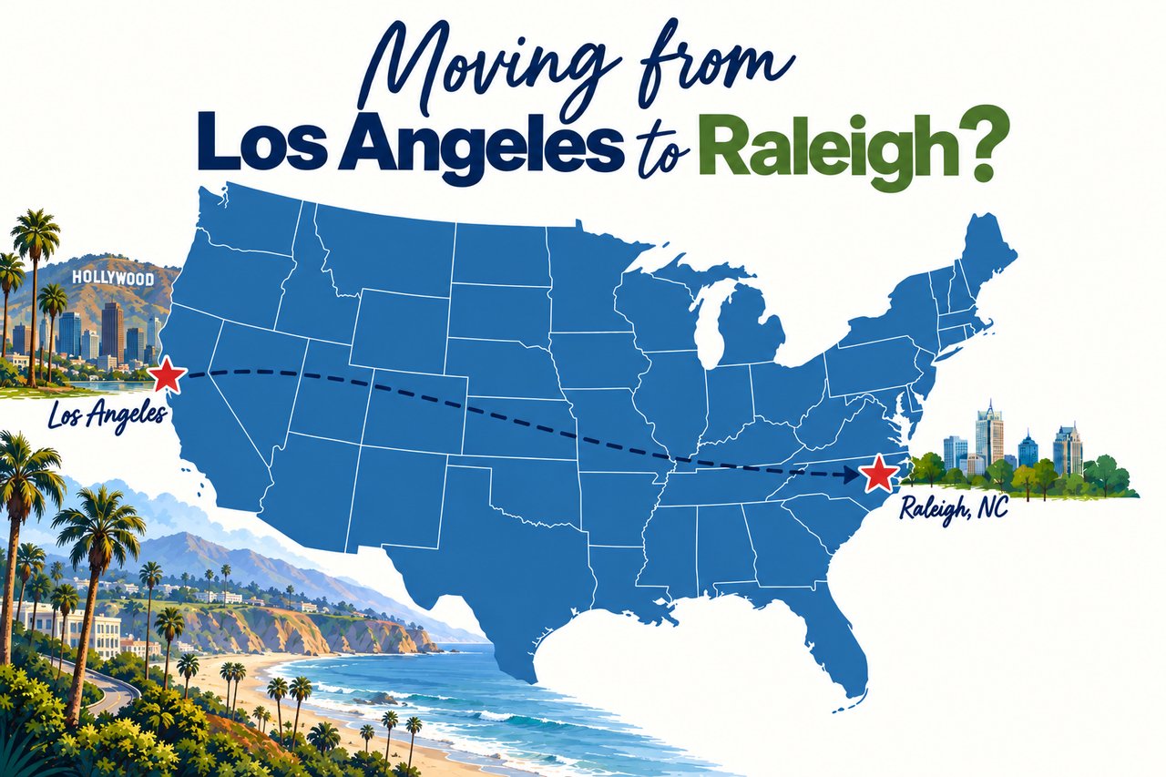 Map showing Los Angeles to North Hills, its closest matches in the Triangle.
