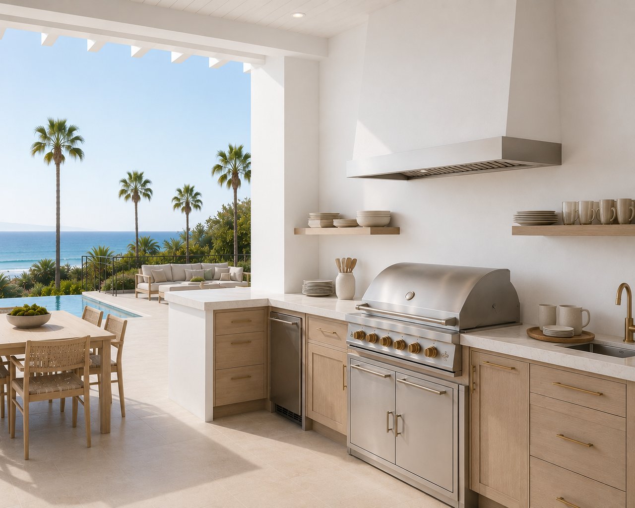 outdoor luxury kitchen with ocean views