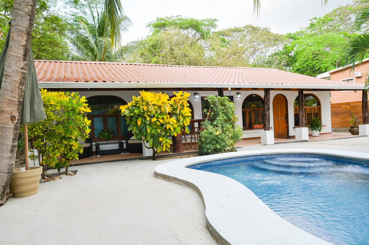 Casa de Luz | 3BR Tropical Home with Pool & Rancho, Walk to Potrero Beach