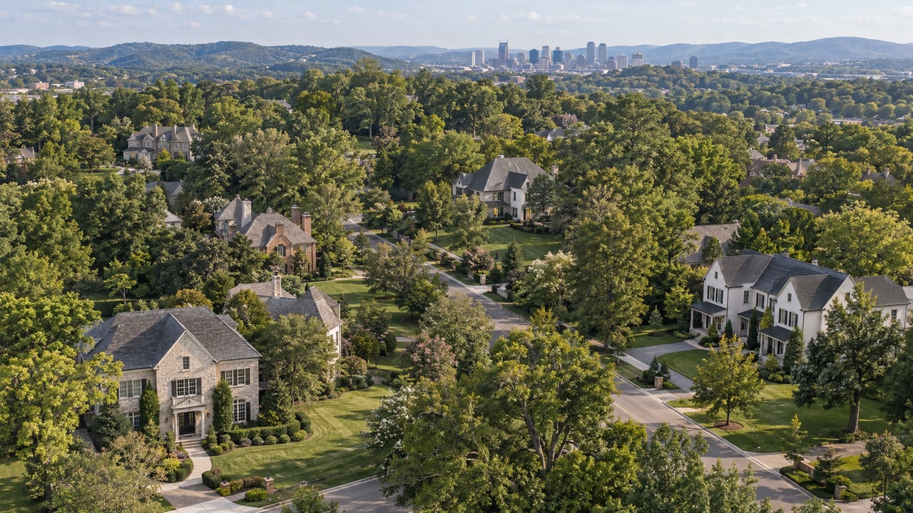 Large residential lots in Green Hills, Nashville, where RS20 and R20 zoning can affect development potential.