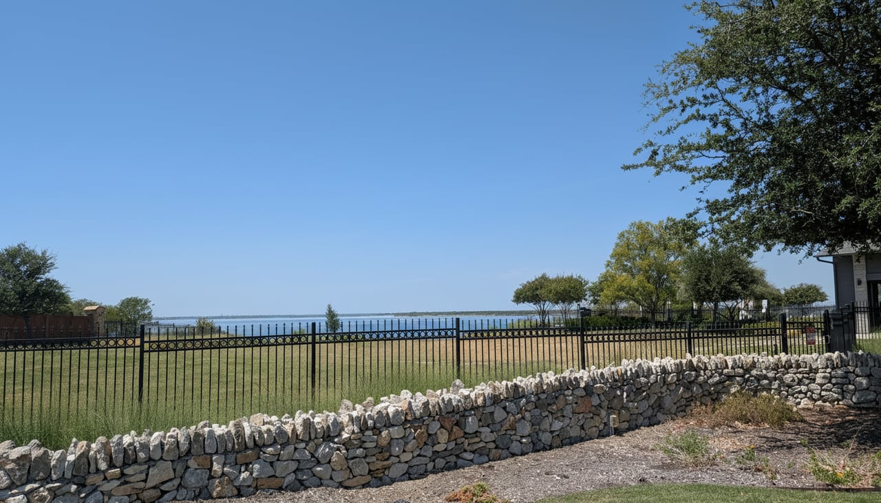 View of Lake Lewisville next to Waterford Point Clubhouse and Pool