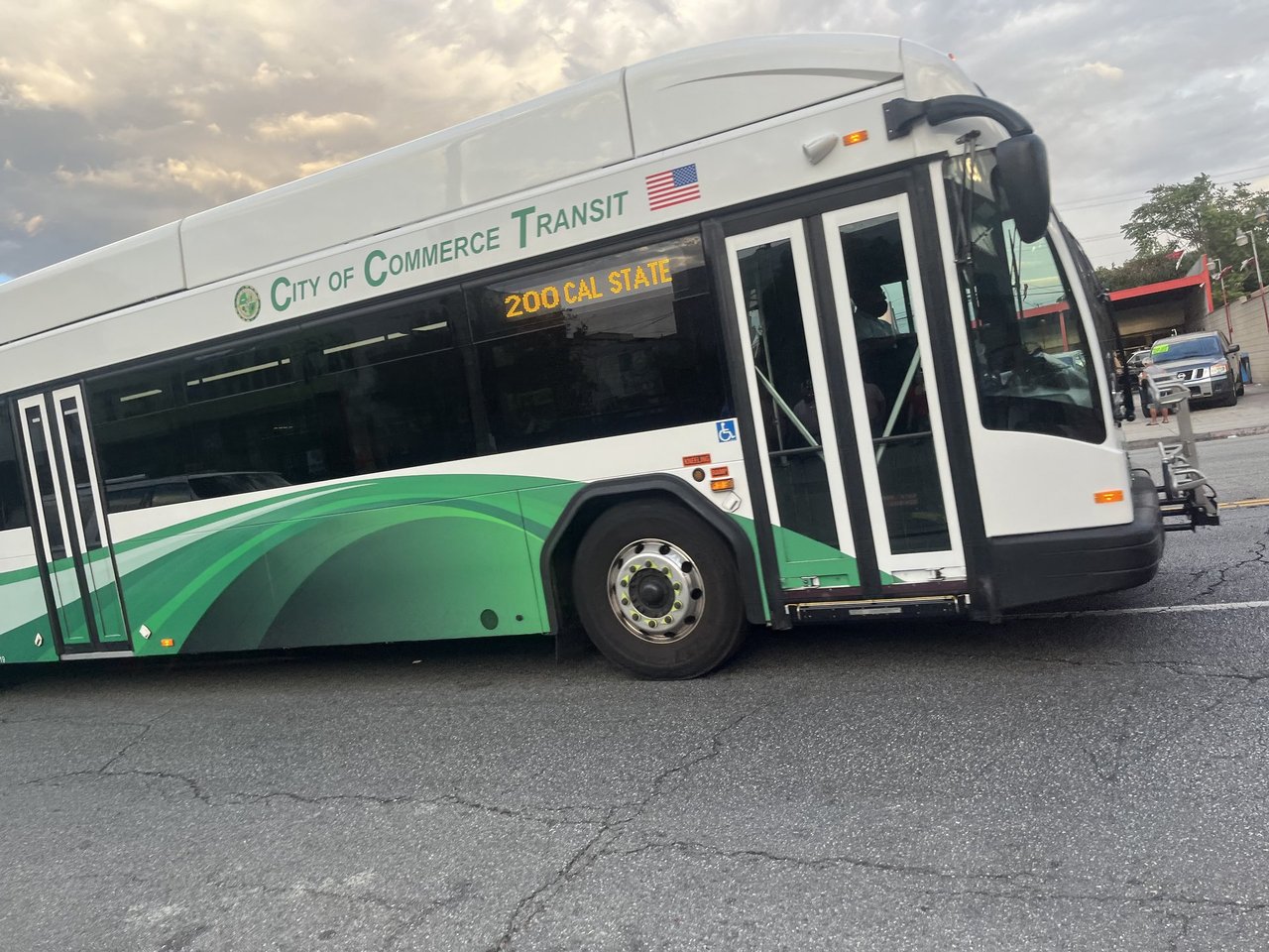 City of Commerce Transit bus displaying Route 200, photographed September 2022