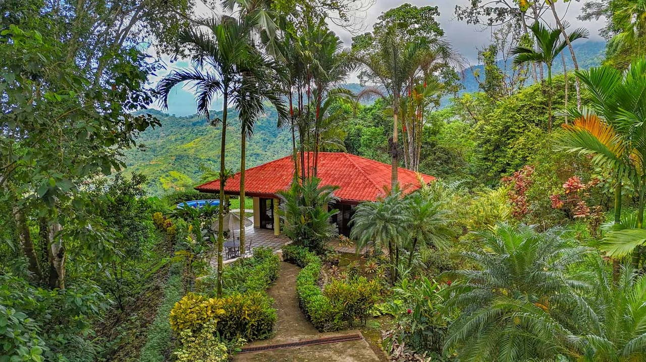 Ocean, jungle & mountain views on a meticulously landscaped 3-home family compound