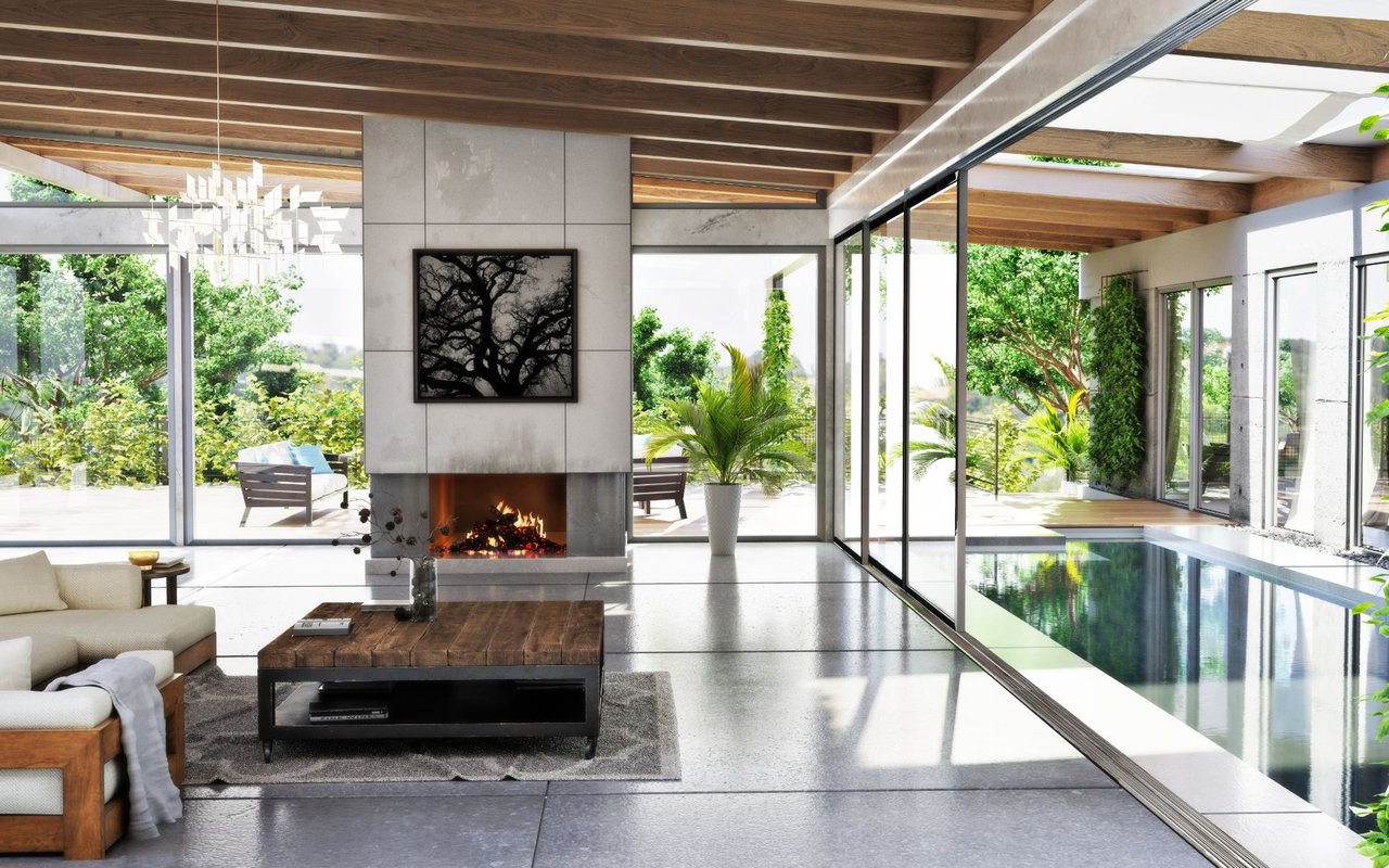 Modern Living Room with Fireplace - Shasta Townsend