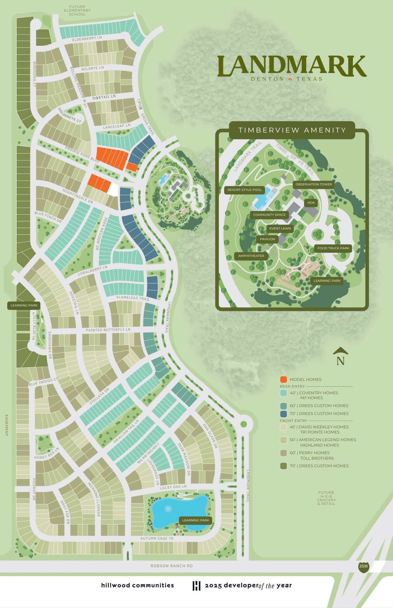 Landmark by Hillwood master-planned community site map in Denton Texas