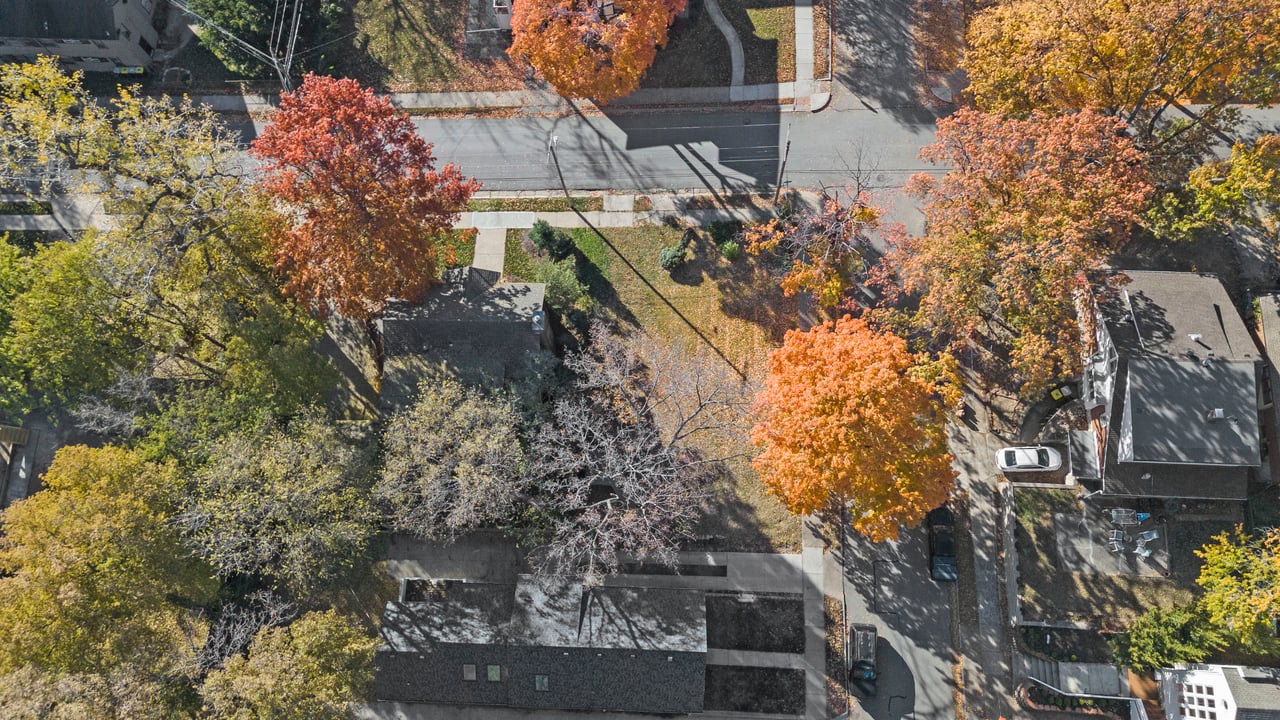 Aerial view of buildable lot at 1118 W 48th Street Kansas City
