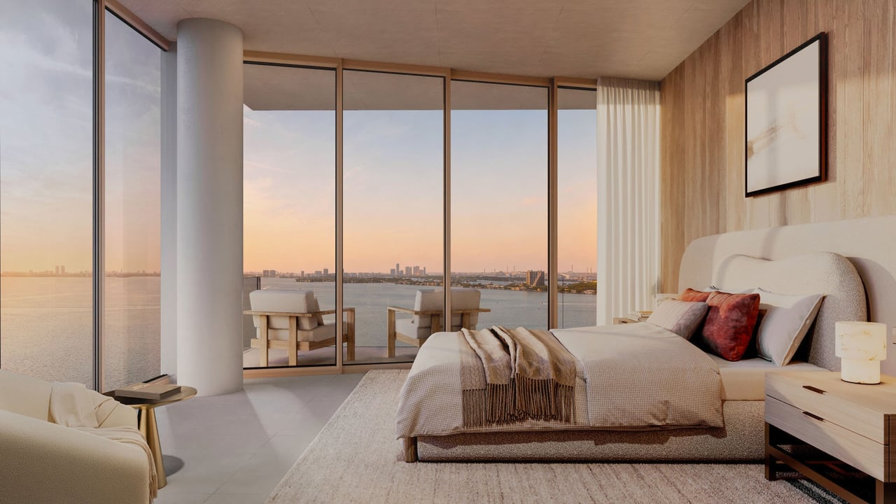 The Cove Residences residence bedroom rendering in Miami’s Edgewater neighborhood.
