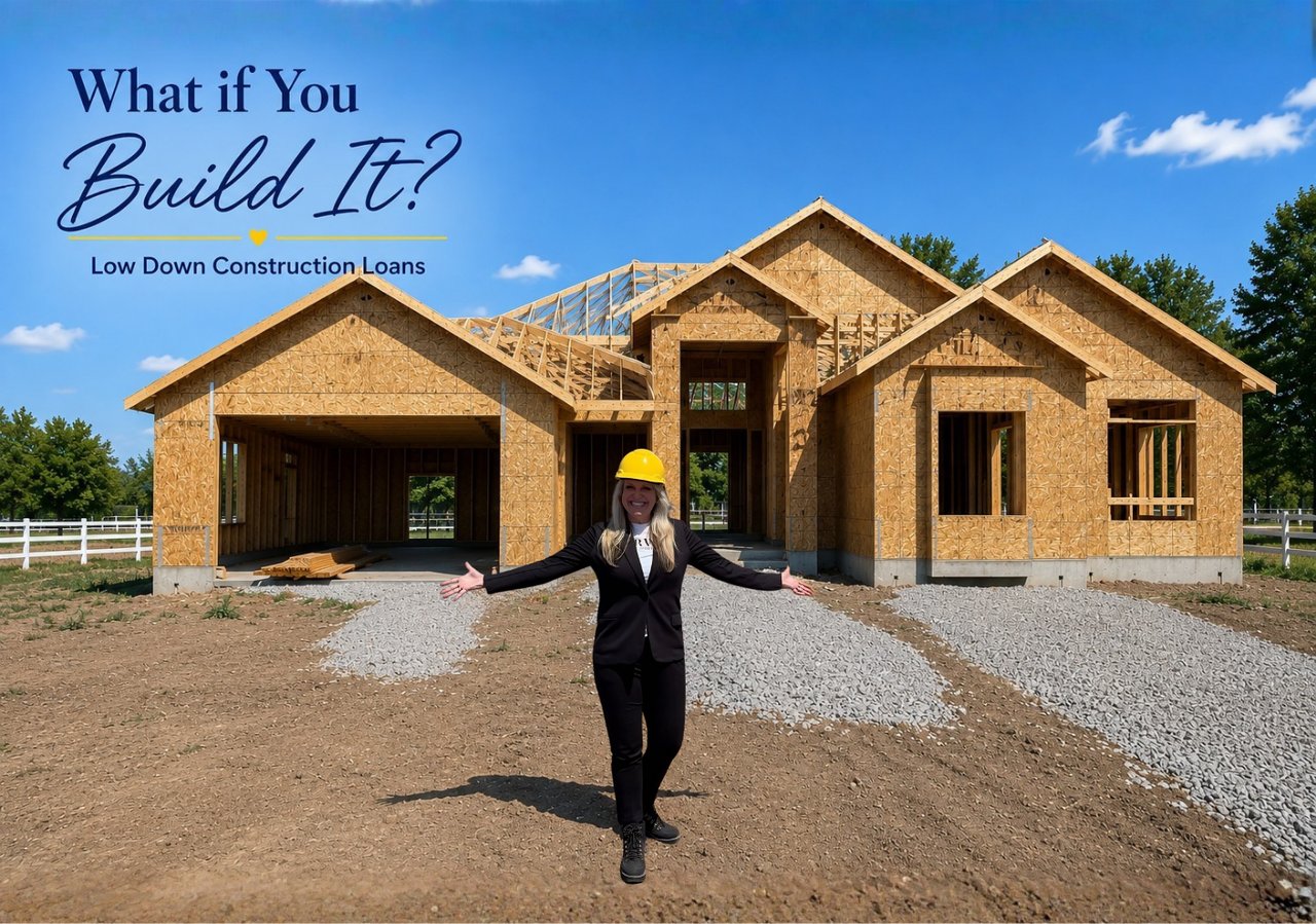 Sharla Ellis standing in front of a home under construction discussing low down payment construction loan options.