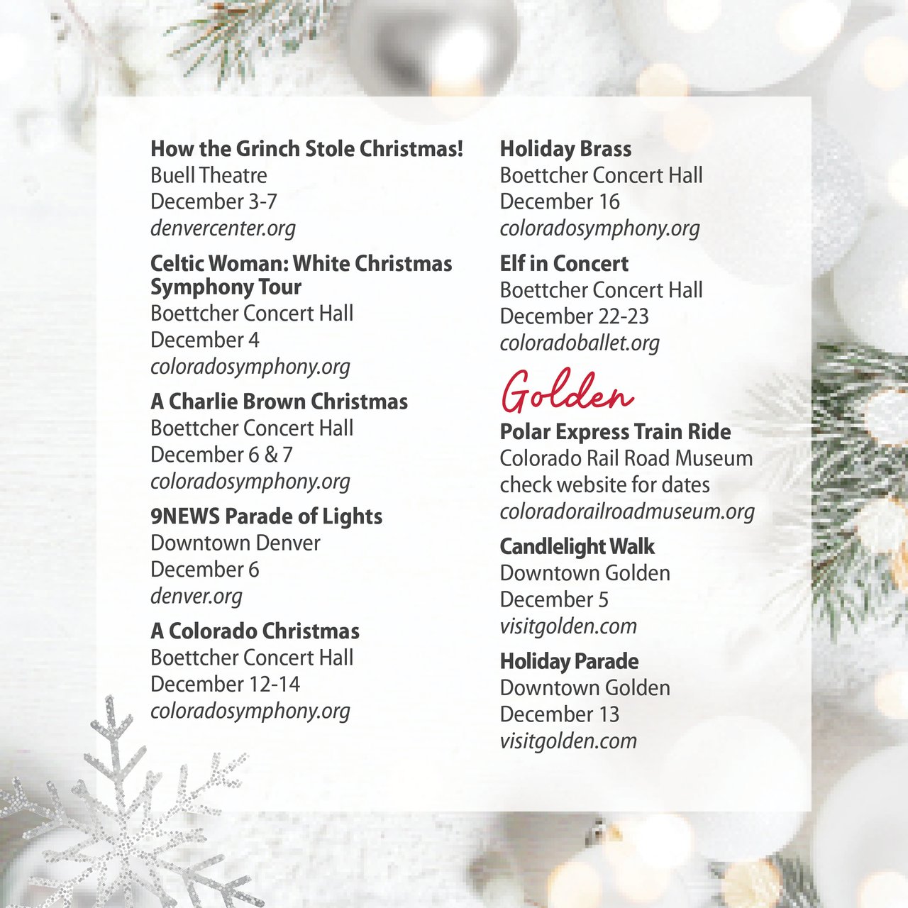 2025 Holiday Events Near Denver & Castle Rock: Festive Things to Do