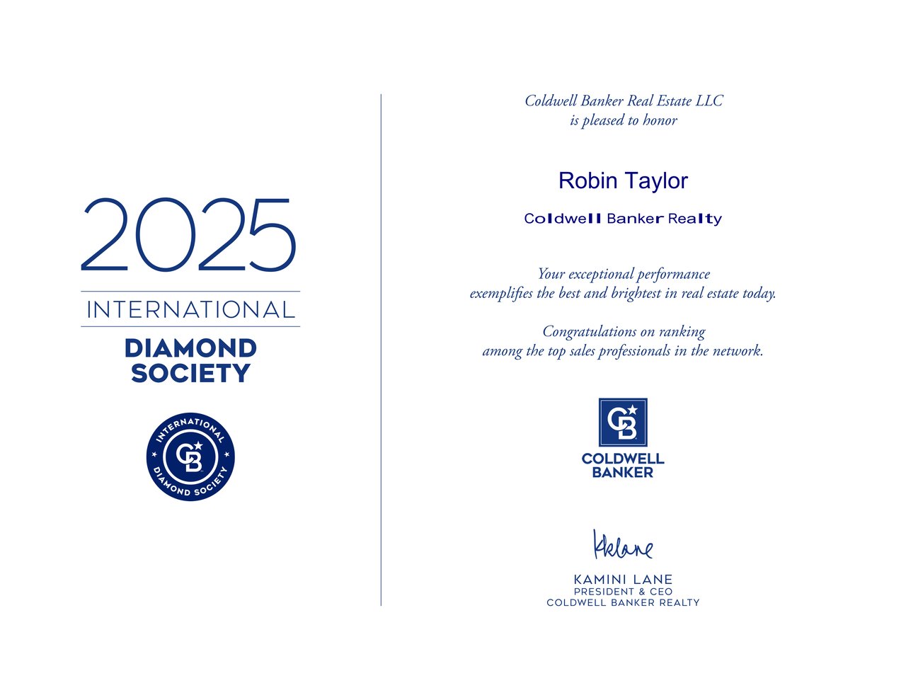 Exceptional Performance - 2025 International Diamond Society