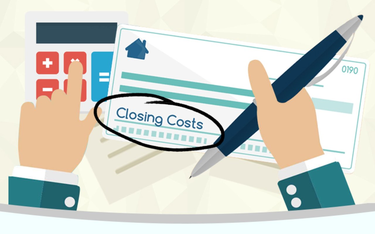 Closing costs worksheet being reviewed with a calculator and pen.