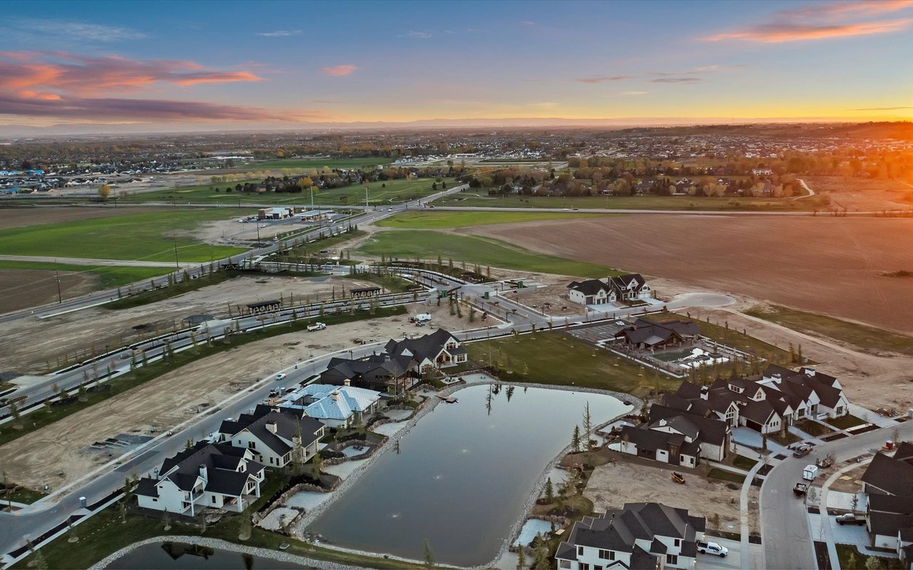 Southwest aerial view of the Terra View development and highway to Emmett