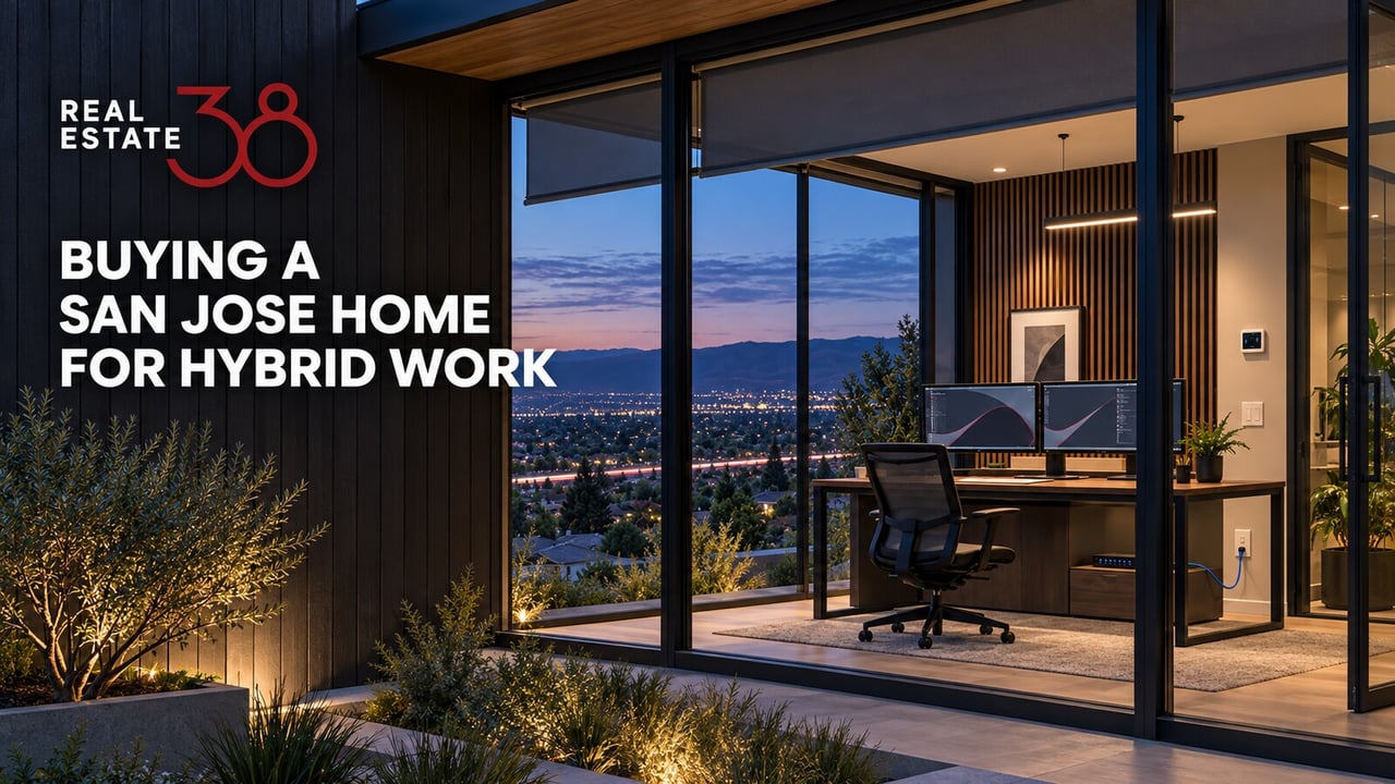 Modern San Jose home office for tech professionals evaluating a home for hybrid work.