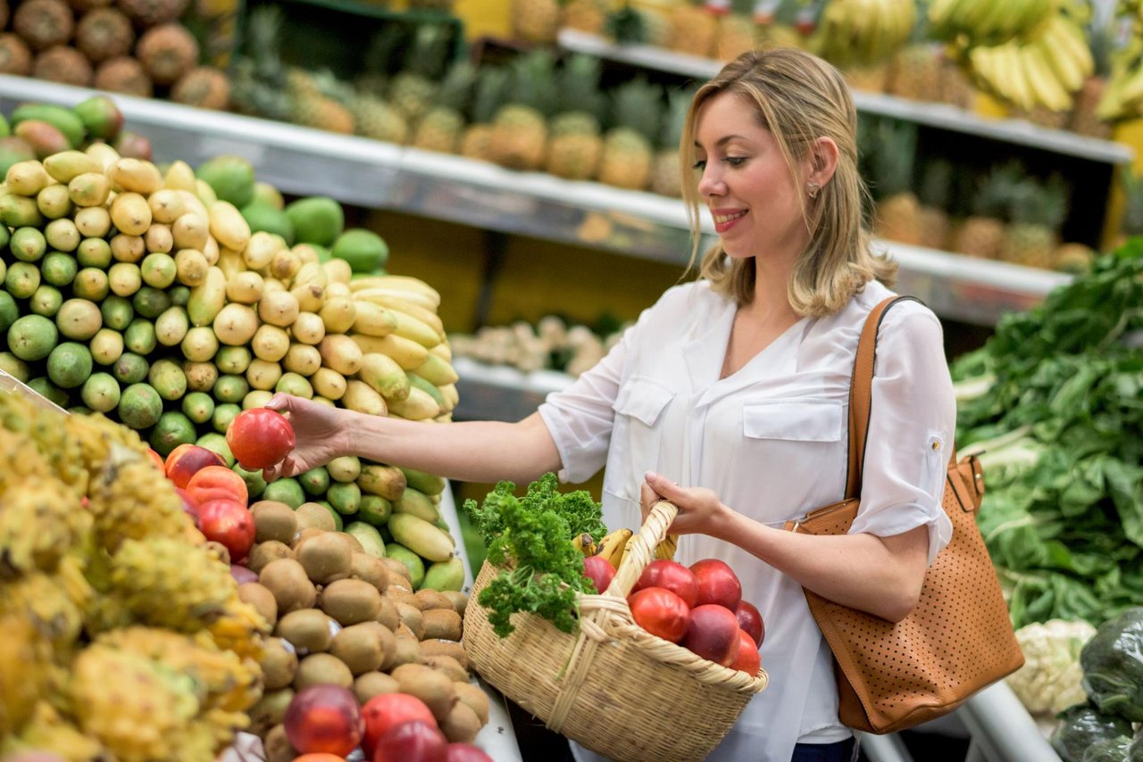 Fresh fruits and vegetables for healthy grocery shopping, meal planning and balanced eating