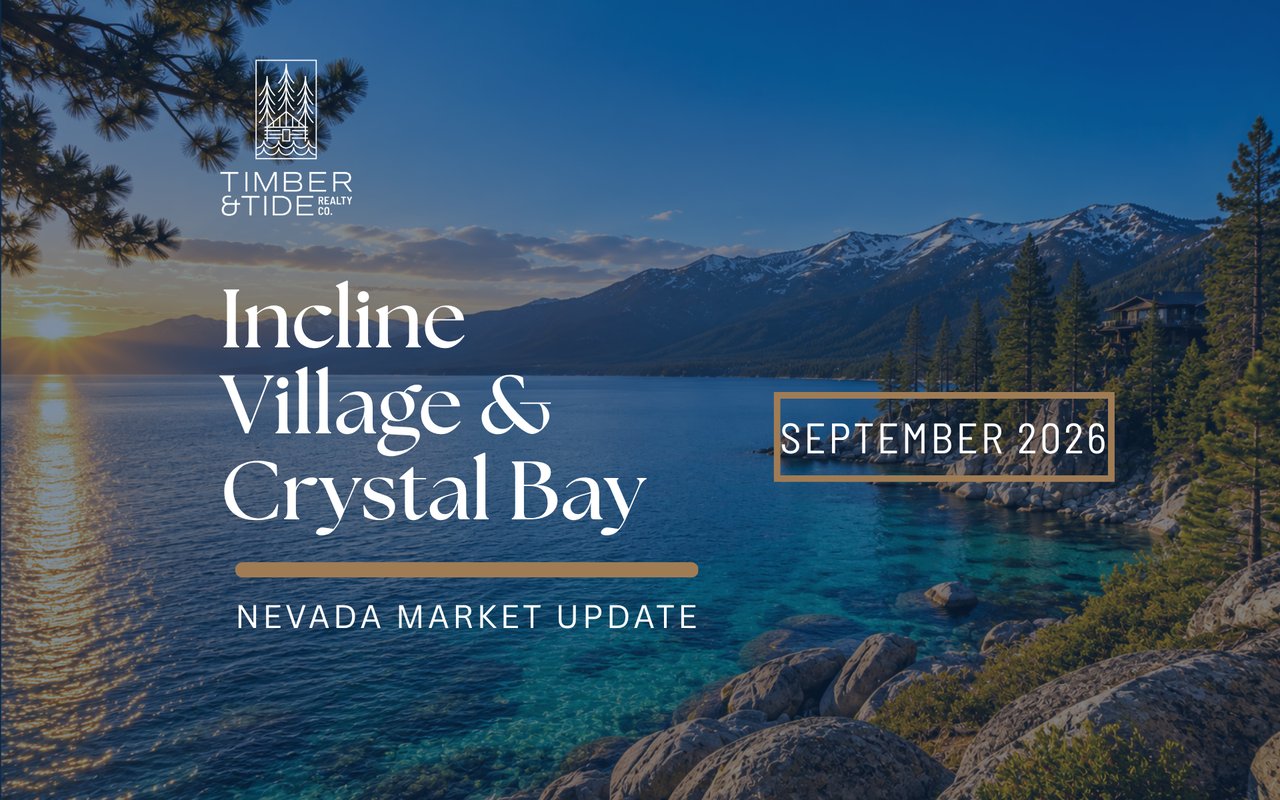 Incline Village and Crystal Bay Nevada market update for September 2026, over a sunset view of Lake Tahoe.