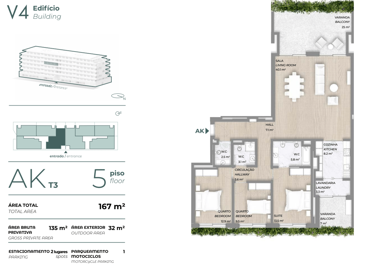Modern 3-Bedroom Apartment with Terraces and Parking in Coastal Portugal 