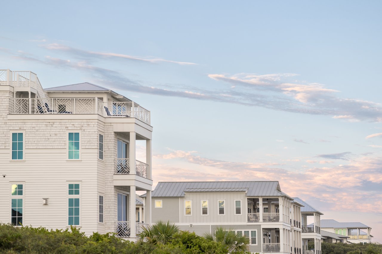Large beach homes facing the Gulf in Inlet Beach Florida. 