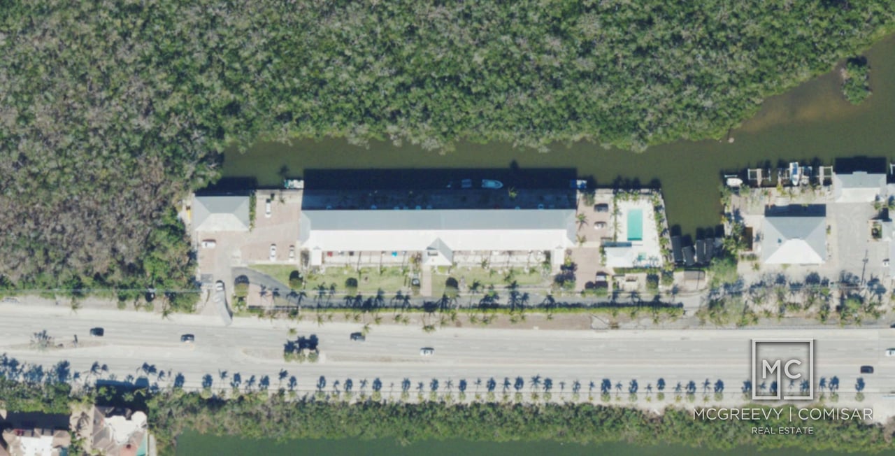 Aerial view of Bonita Beach Plantation House condominium, Bonita Beach, FL