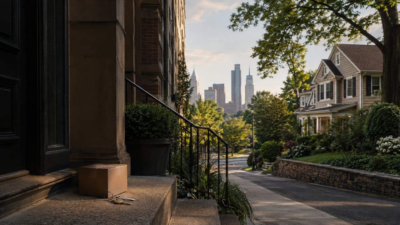 New York City apartment building and Westchester home illustrating a homeowner’s move