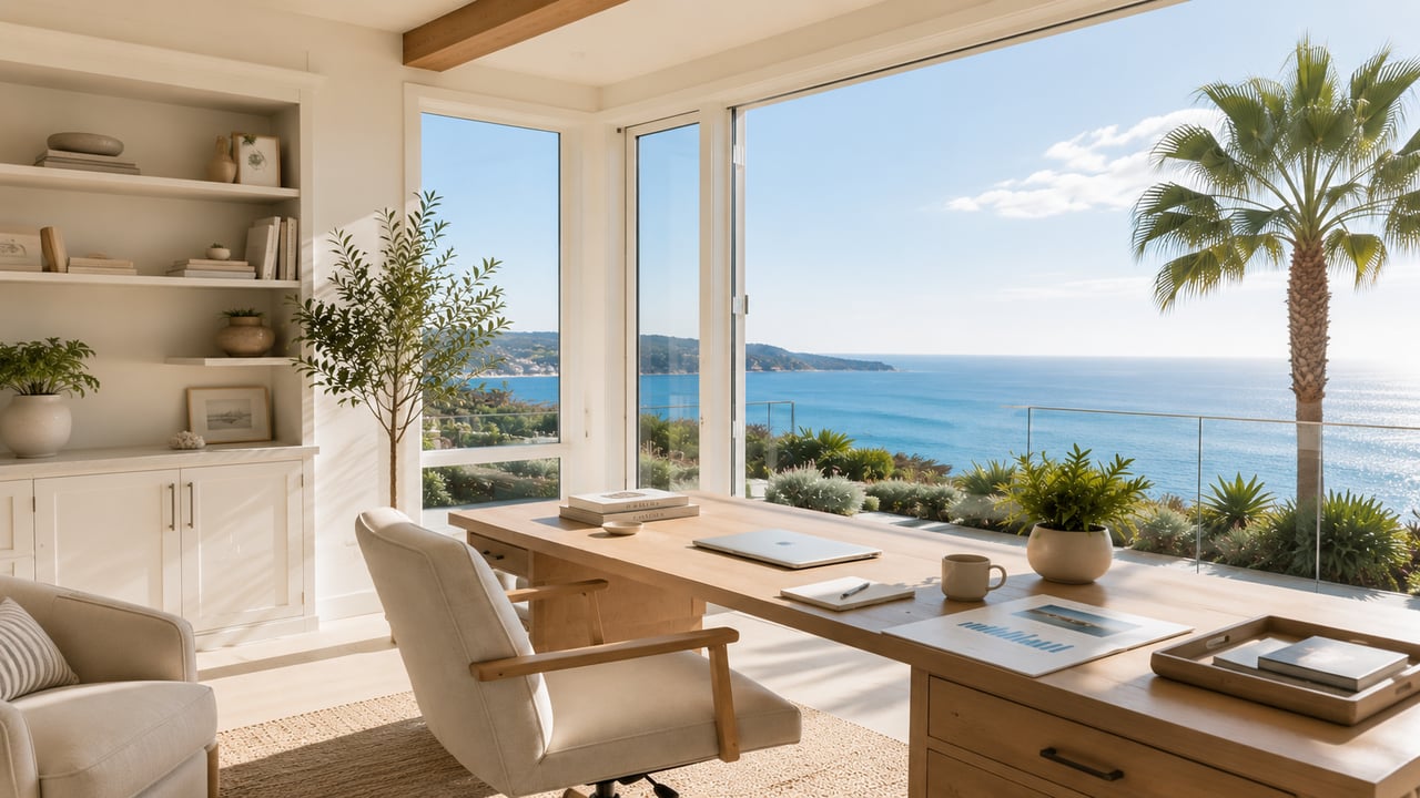 Coastal San Diego home office overlooking the Pacific