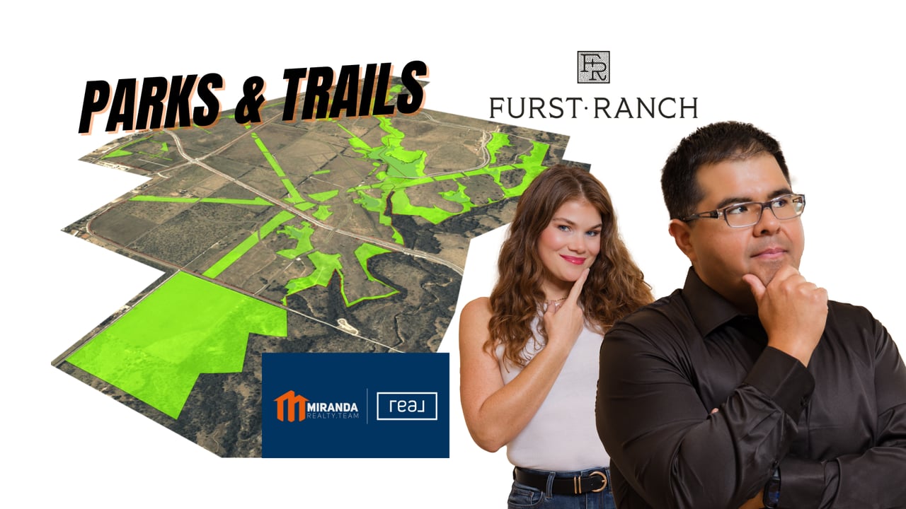 Furst Ranch parks and trails system map featuring 97-acre Central Park, hike-and-bike trails, and community amenities in Flower Mound