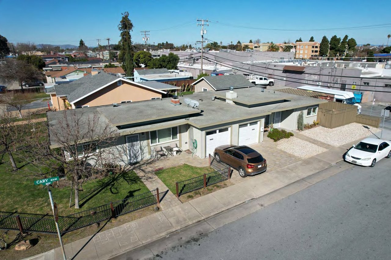 Corner lot view of 1401 and 1403 Cary Avenue, San Mateo