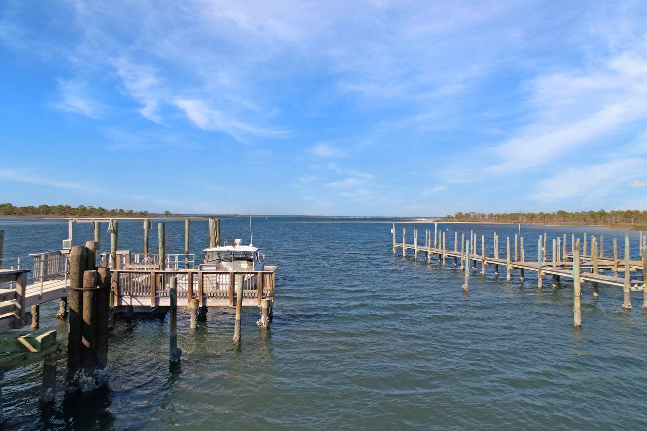 boat dock in carrabelle, florida  on dog island