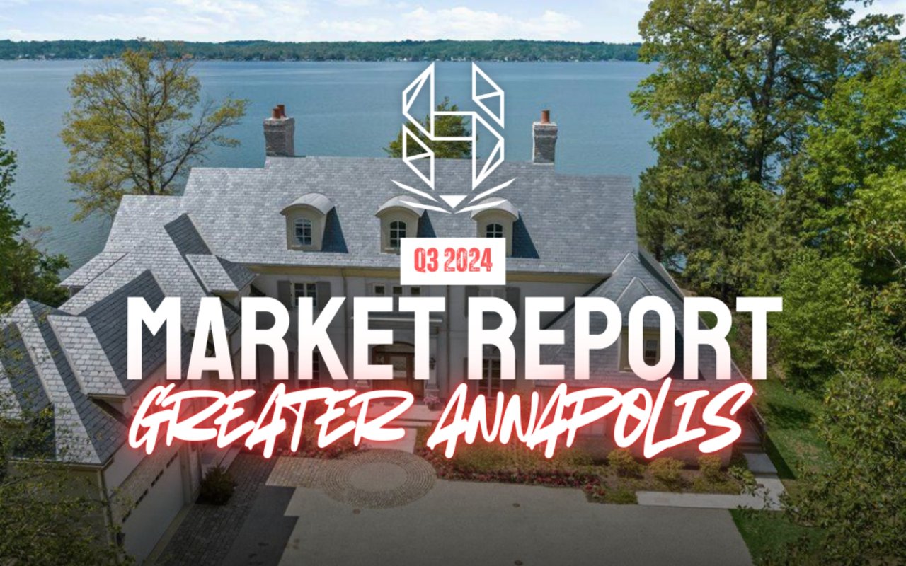 Third Quarter 2024 Greater Annapolis market report cover with an aerial waterfront home.