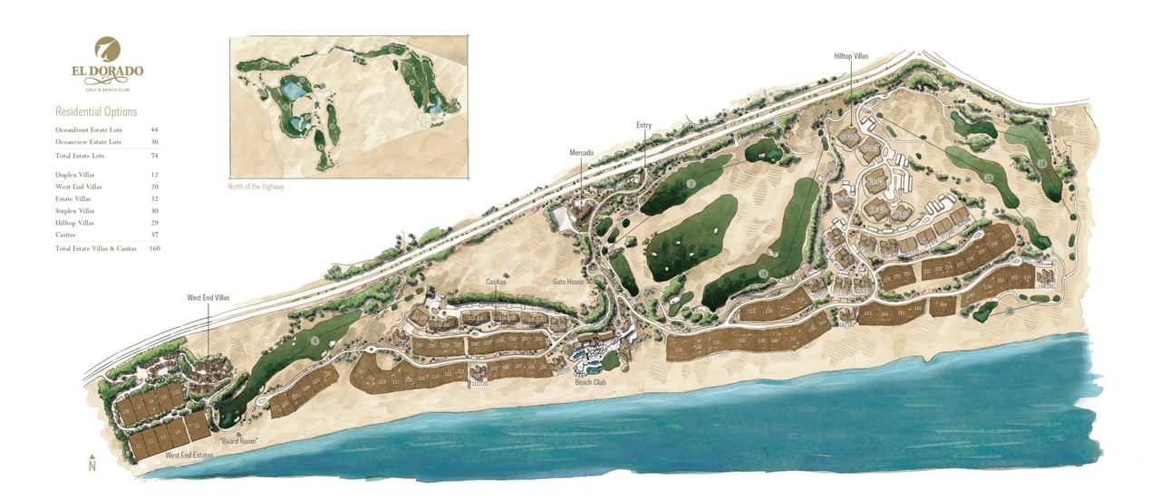 El Dorado Golf & Beach Club residential site plan along the coastline.