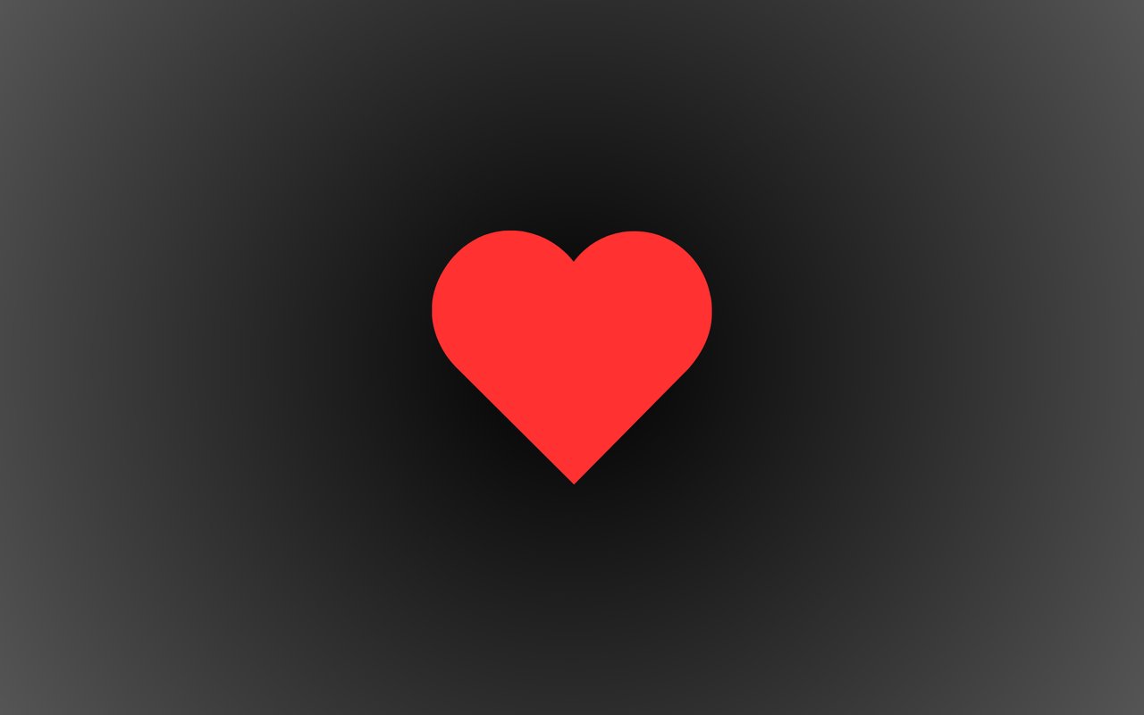 A red heart symbol centered on a dark gradient background.