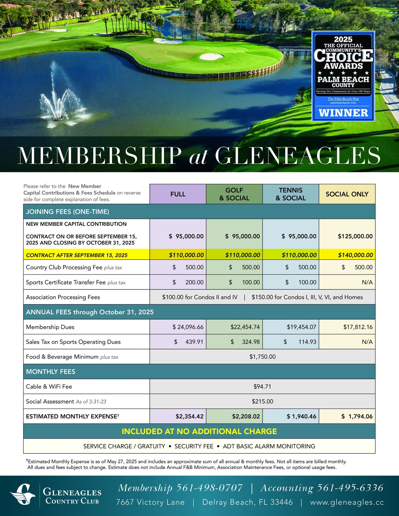 Gleneagles Country Club Dues and Fees