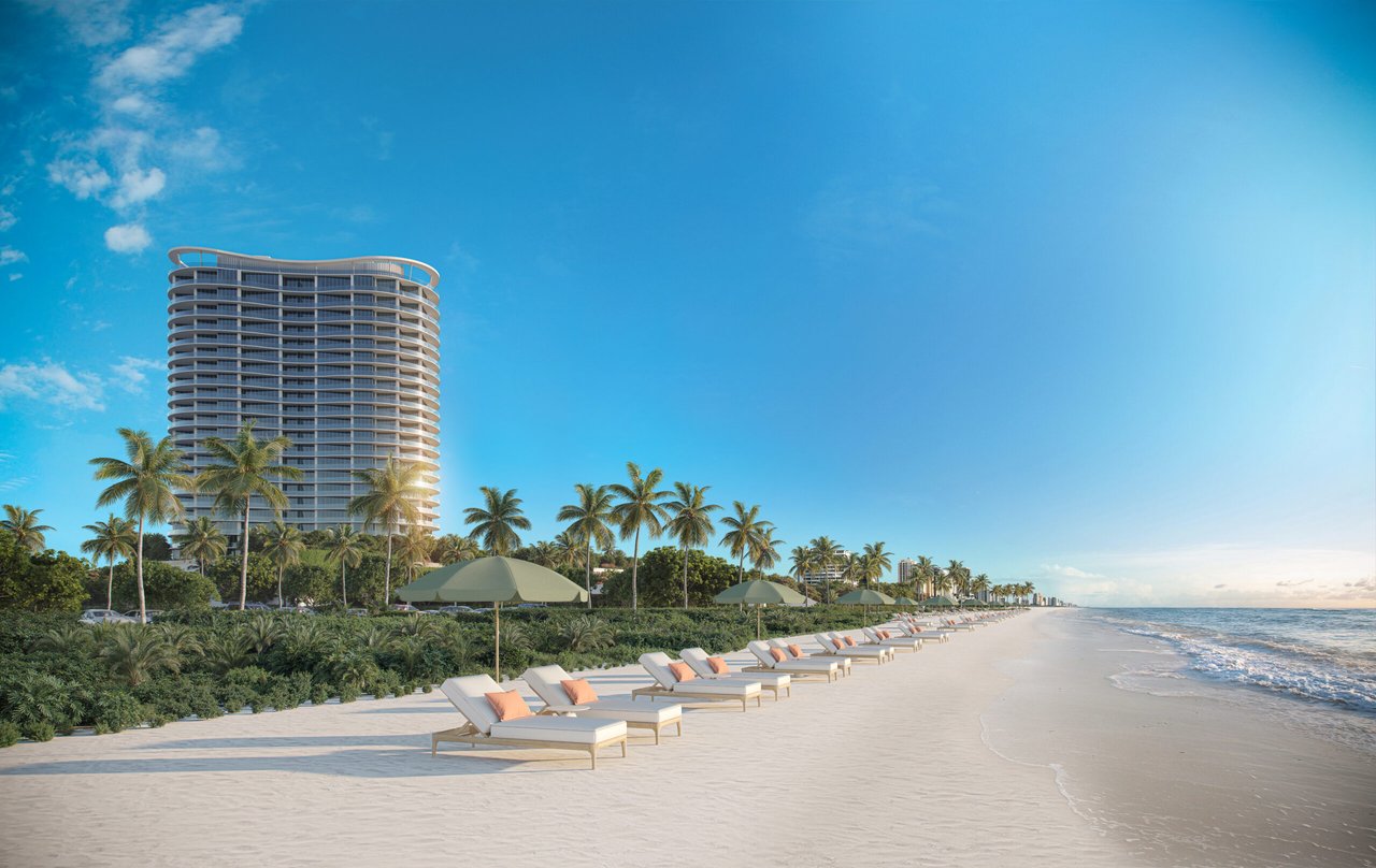 St. Regis Bahia Mar Fort Lauderdale building exterior from beach rendering.