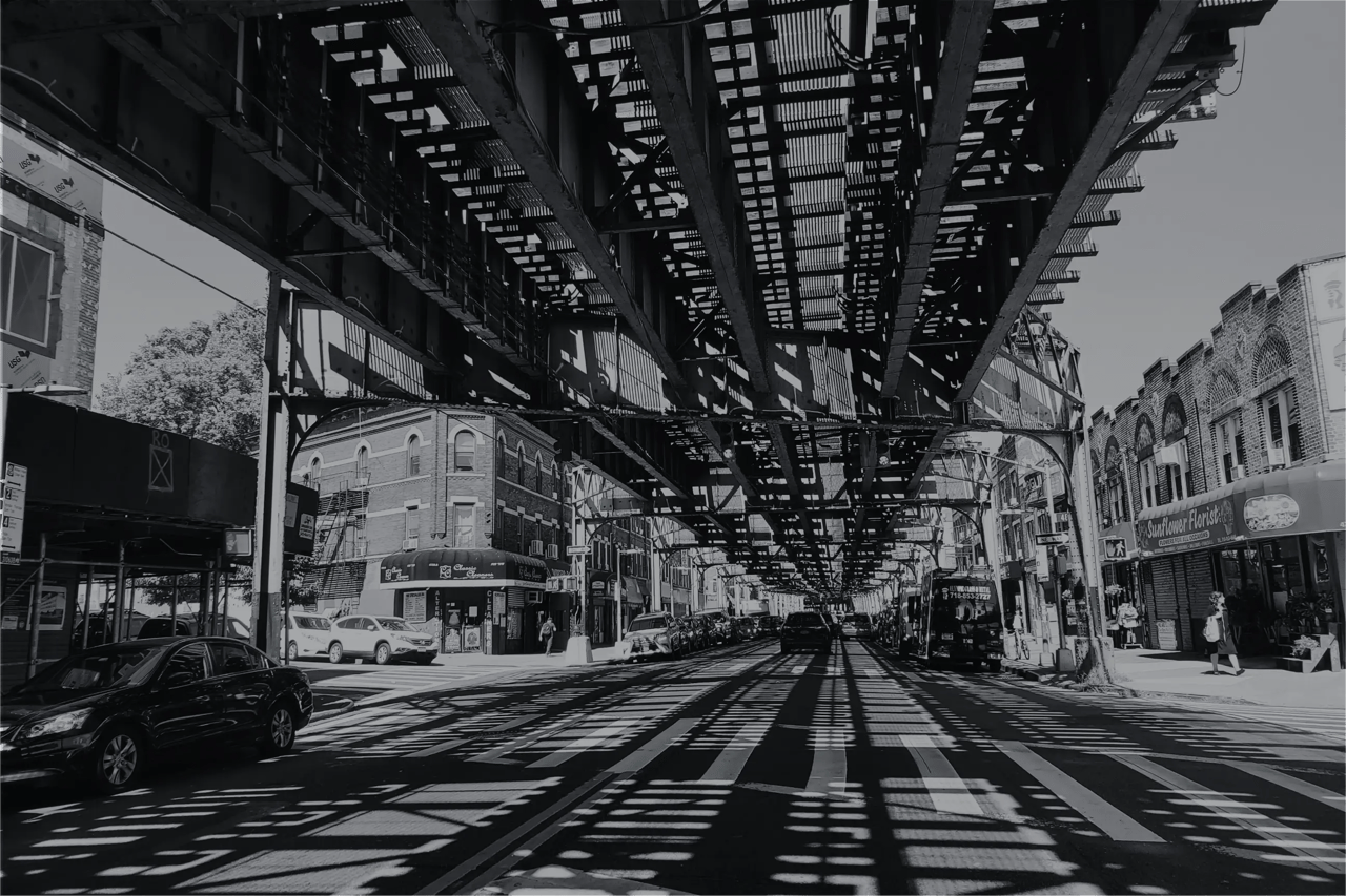 Outdoor train tracks in Bensonhurst Brooklyn