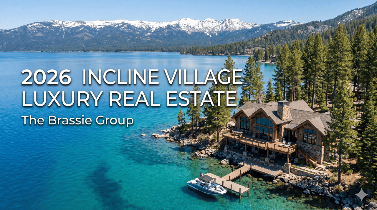 Modern lakefront luxury home overlooking Lake Tahoer, representing Incline Village's 2026 real estate market