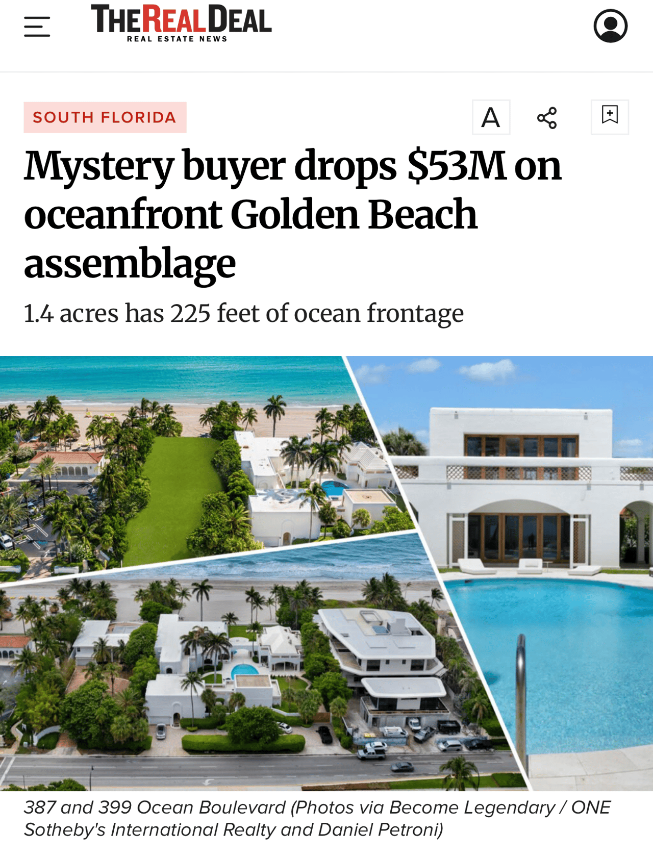 Mystery buyer drops $53M on oceanfront Golden Beach assemblage