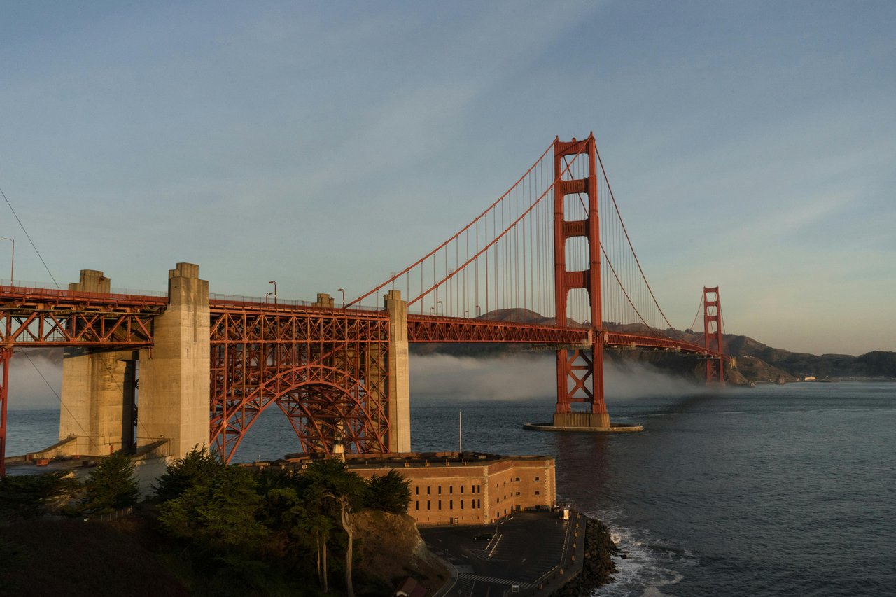 Golden Gate Bridge viewed from Presidio Heights San Francisco — luxury real estate neighborhood 94118