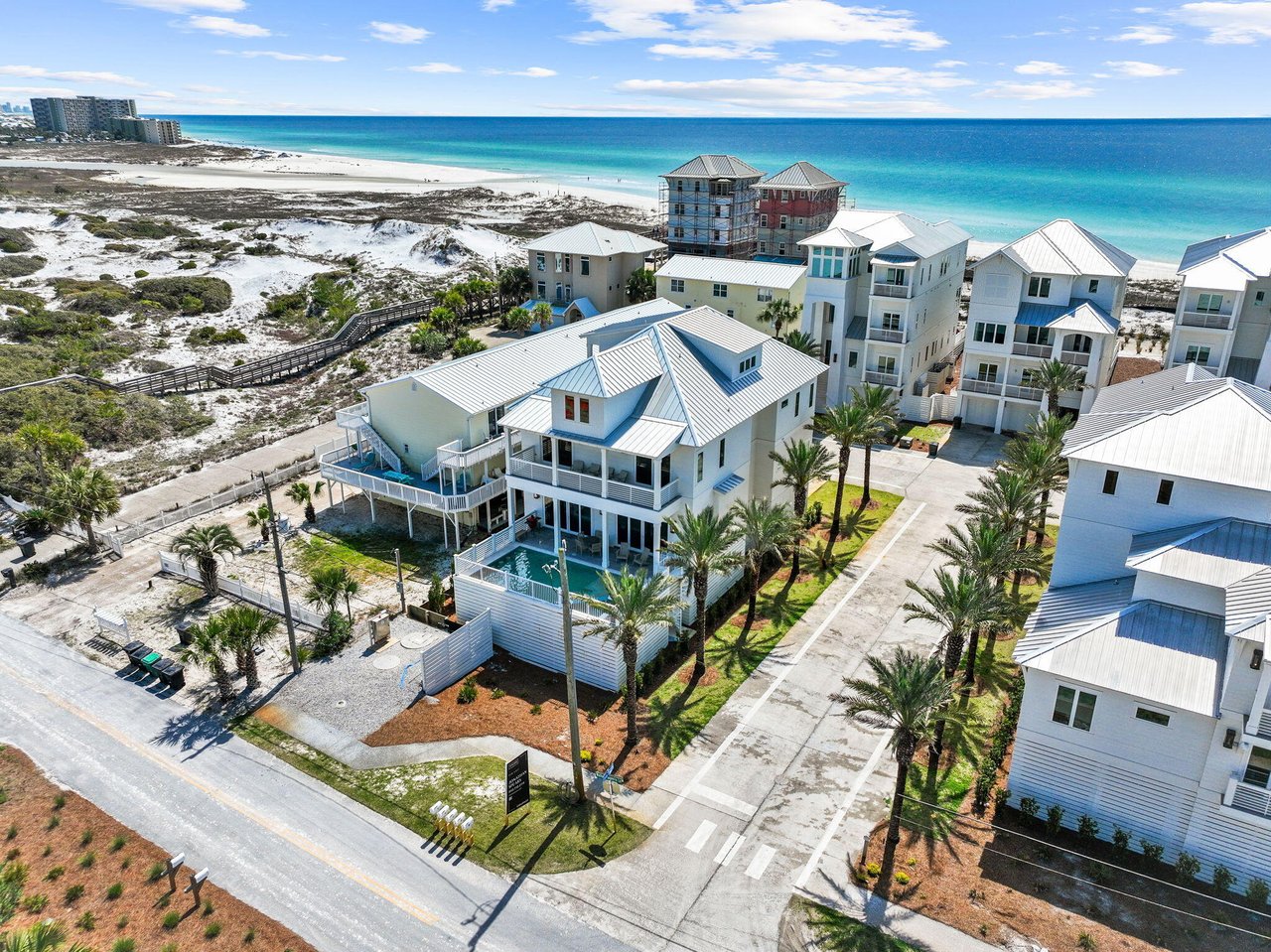 Aerial view of Inlet Beach in Panama City Beach Florida homes