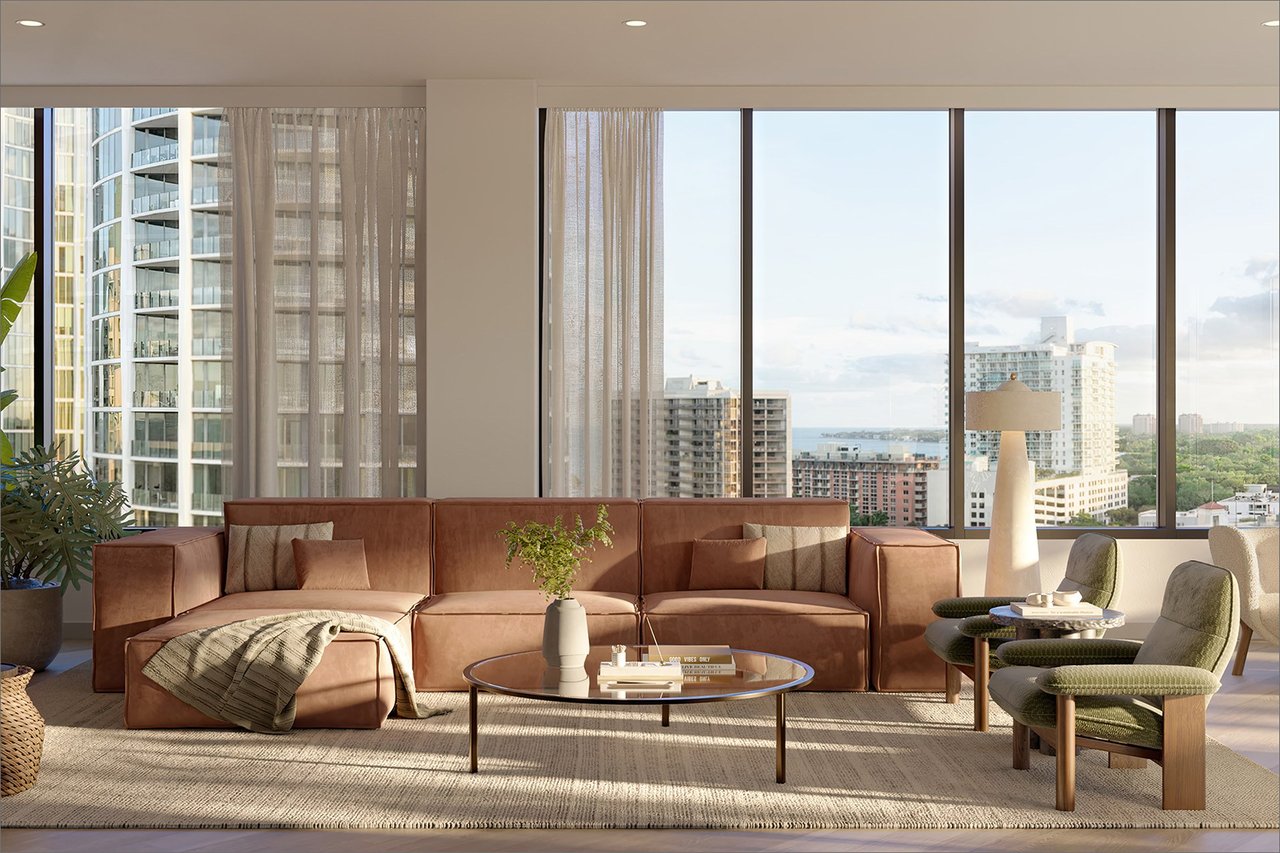 Rendering of lobby library at THE WELL Coconut Grove in Miami, Florida.
