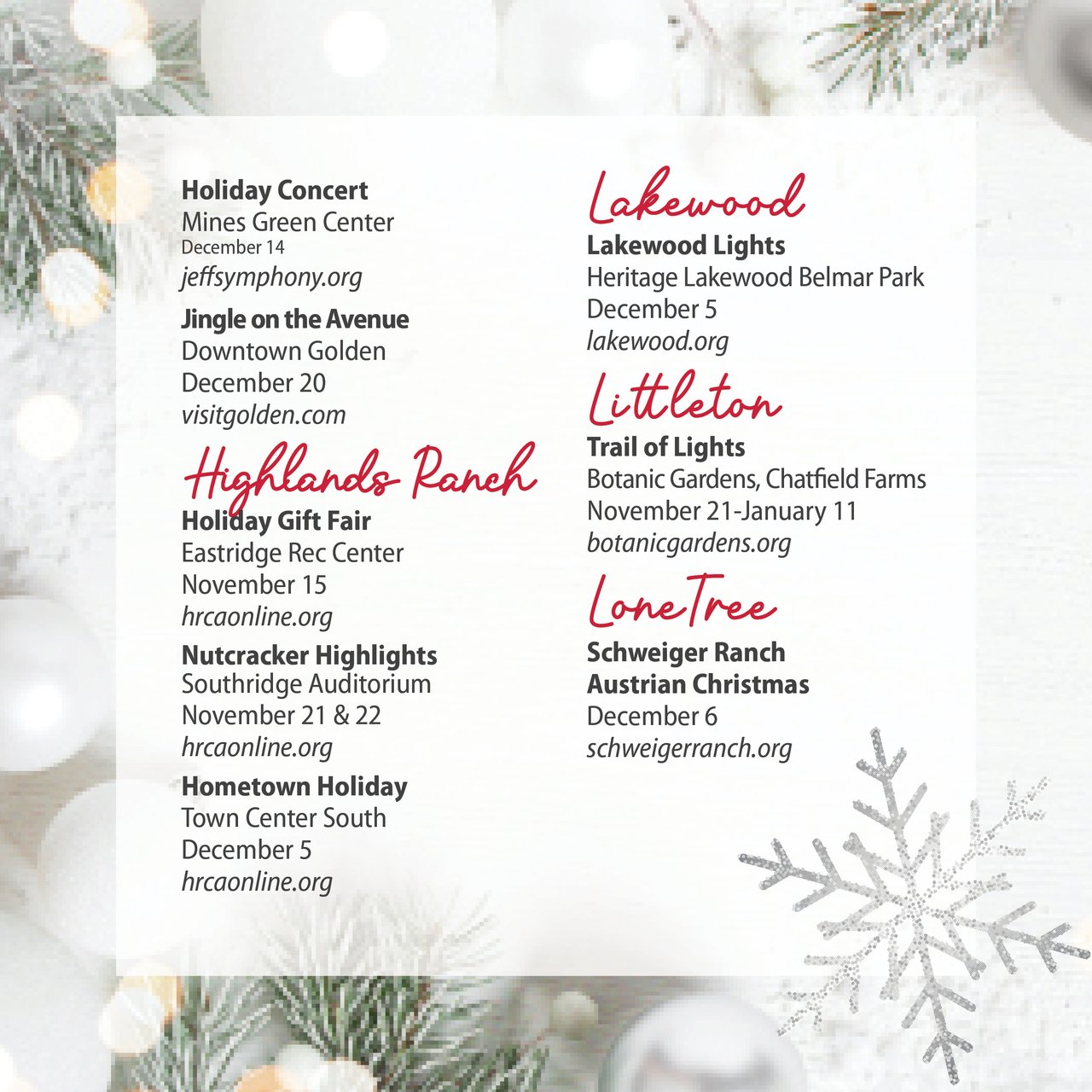 2025 Holiday Events Near Denver & Castle Rock: Festive Things to Do