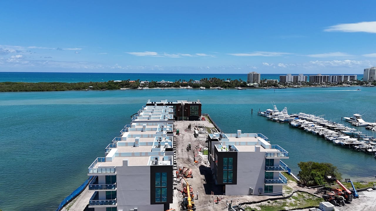 Construction Aerial North View at Forte Luxe on the Intracoastal Waterway in Jupiter