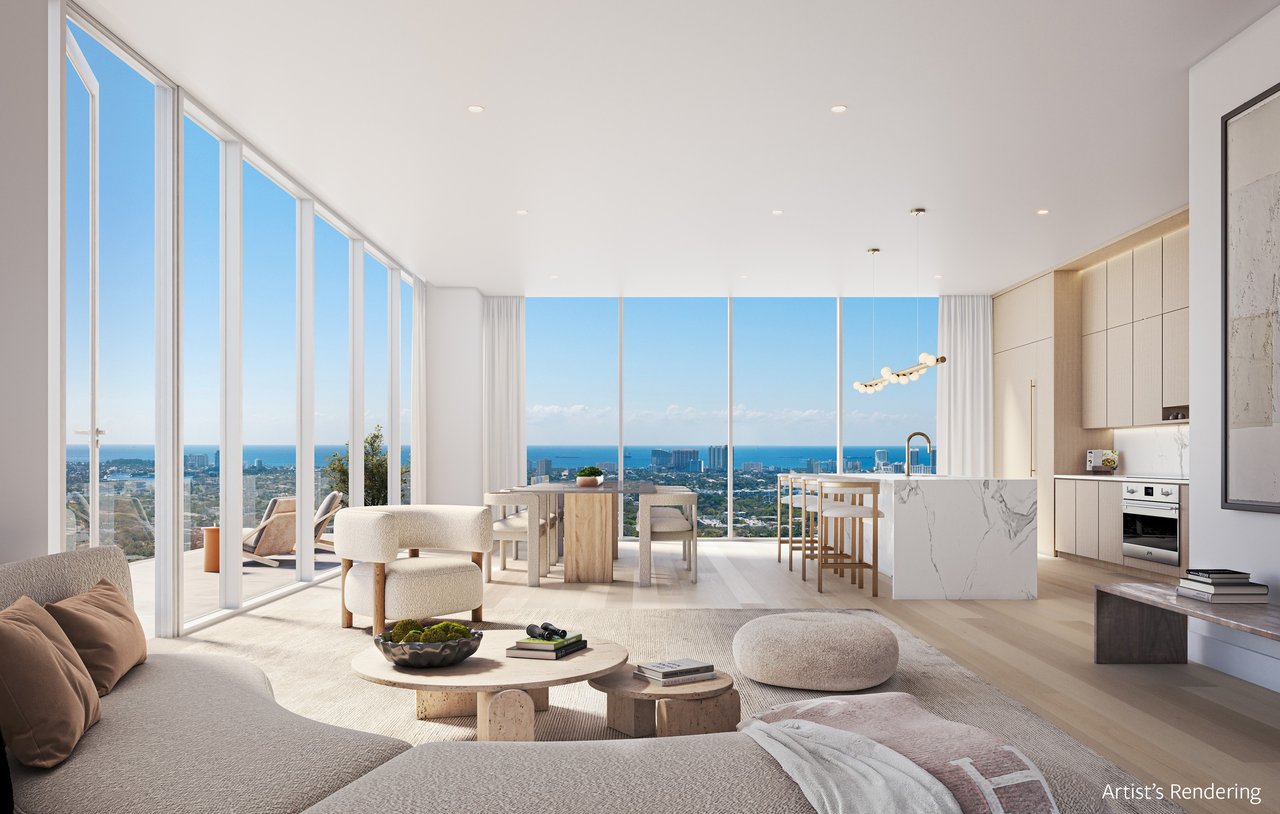 Rendering of Ombelle Great Room Overlooking Skyline