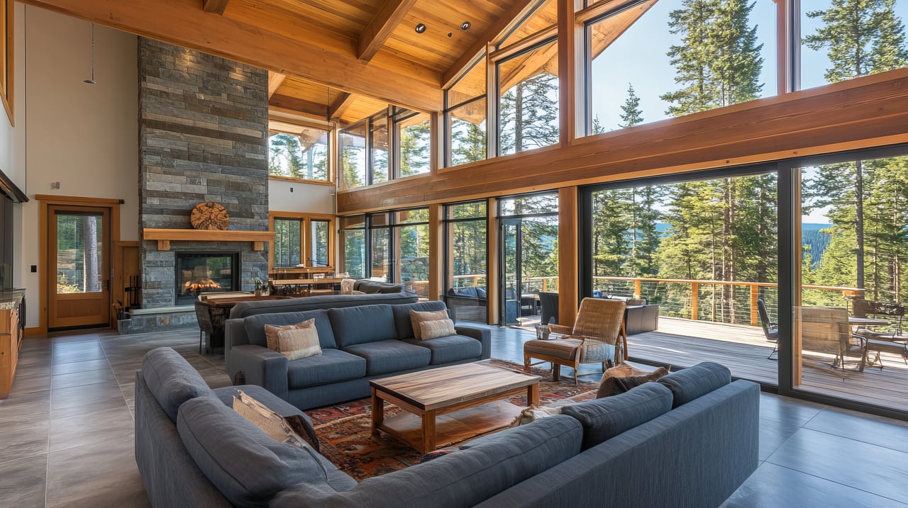 Luxury mountain home in Clear Creek Tahoe with golf course views and custom architecture