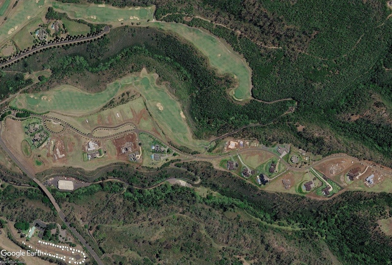 aerial image of mahana estates Maui Hawaii and the large custom homes
