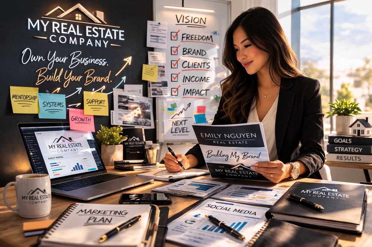 Confident real estate agent building a personal brand identity