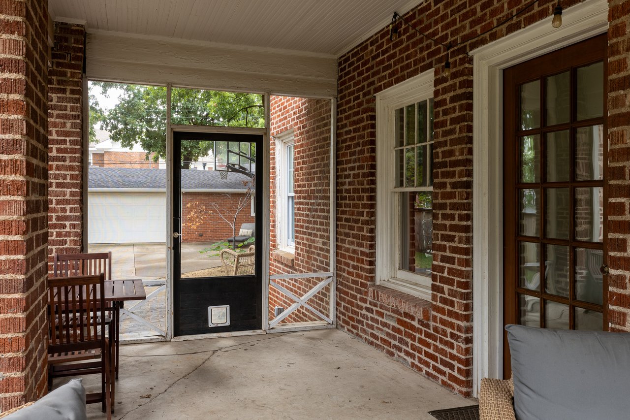 screened in porch in historic gatewood home in Oklahoma City