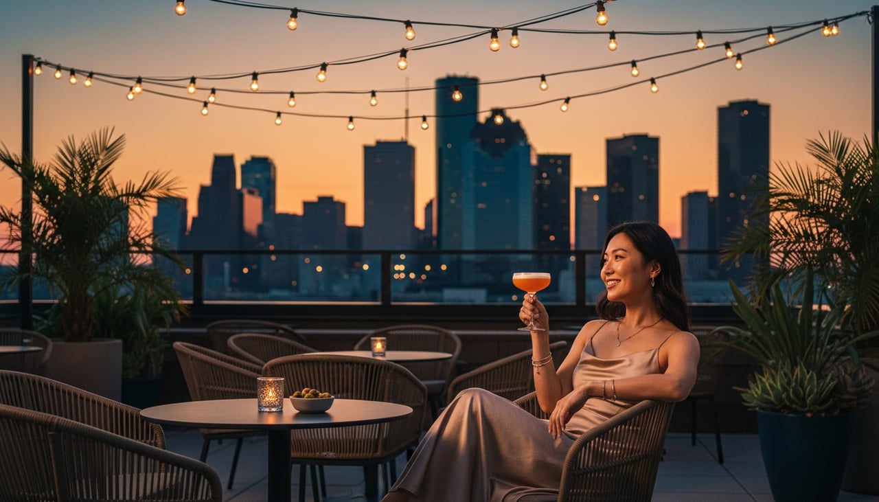 Houston staycation neighborhoods with rooftop bars, world-class food, day spas, and bayou trails