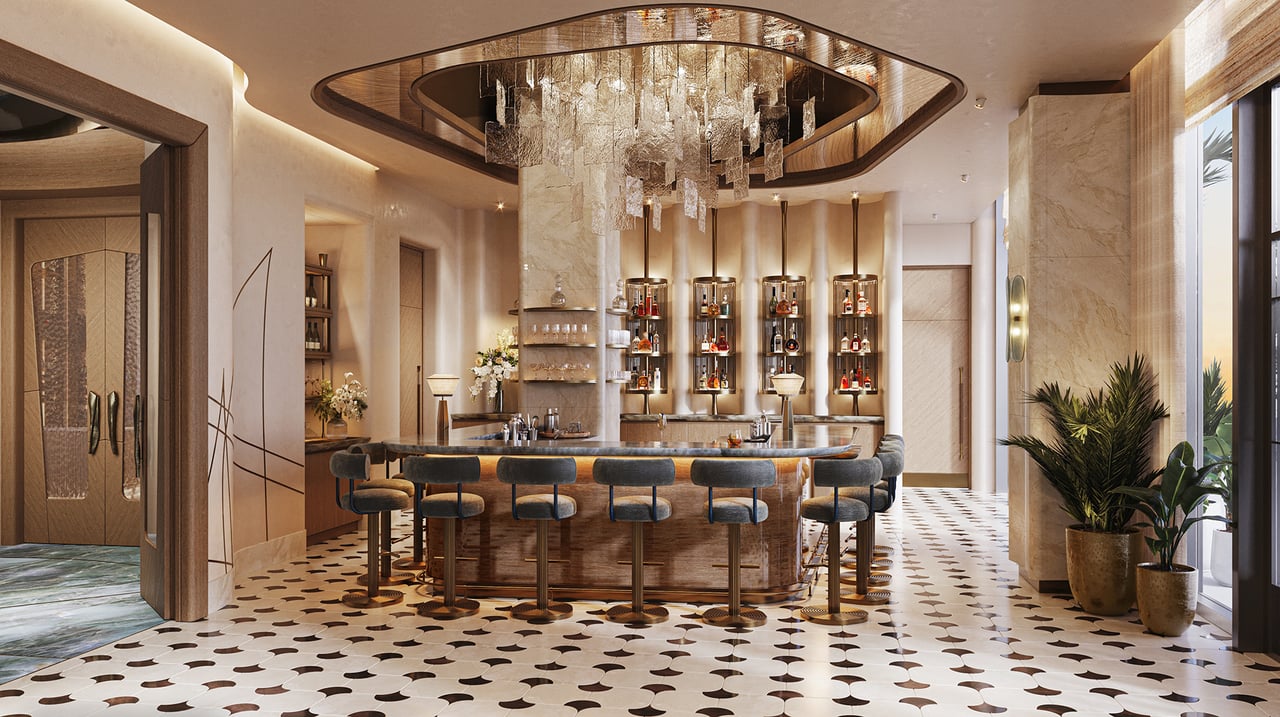 St. Regis Bahia Mar Fort Lauderdale resort bar rendering.
