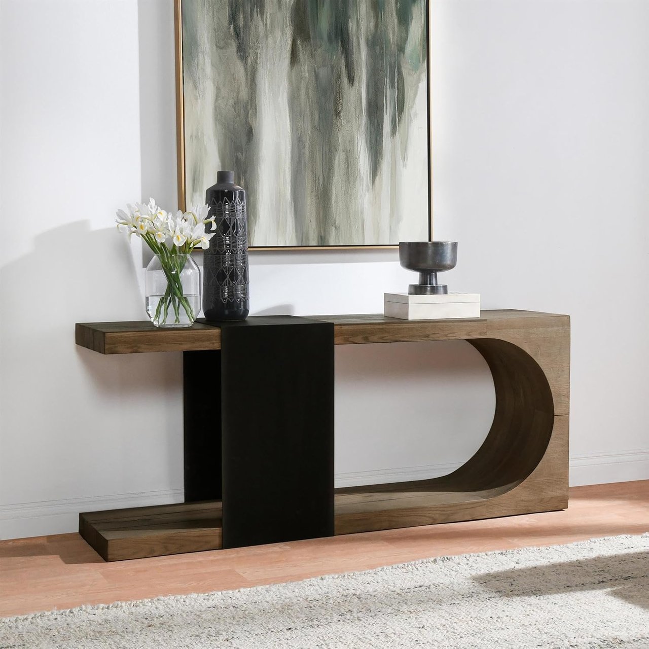 Danica Transitional Wood Console Table in Natural Brown